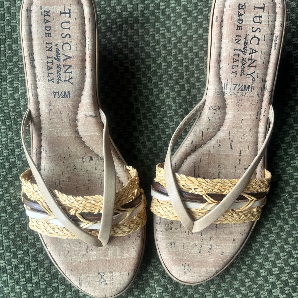 EUC Tan Braided Sandals worn 1x sz 7.5